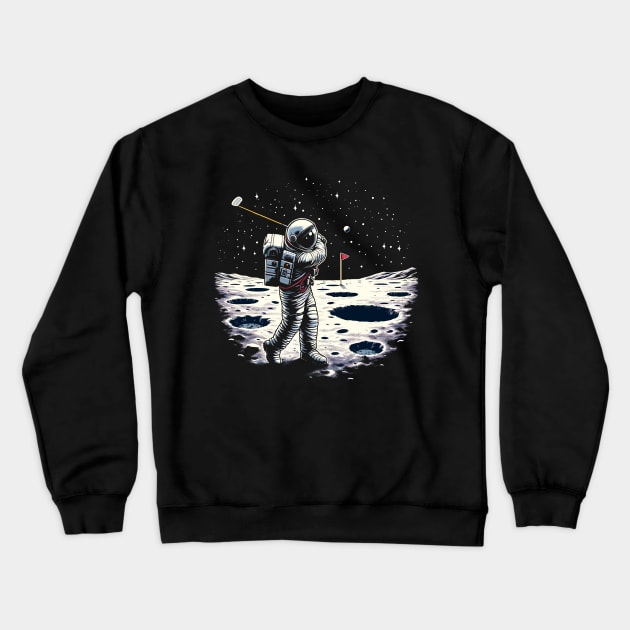 Golf Novelty Funny Astronaut Golfing Funny Golf Crewneck Sweatshirt by KsuAnn